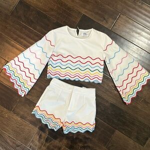 Lola + the boys rainbow wave short set